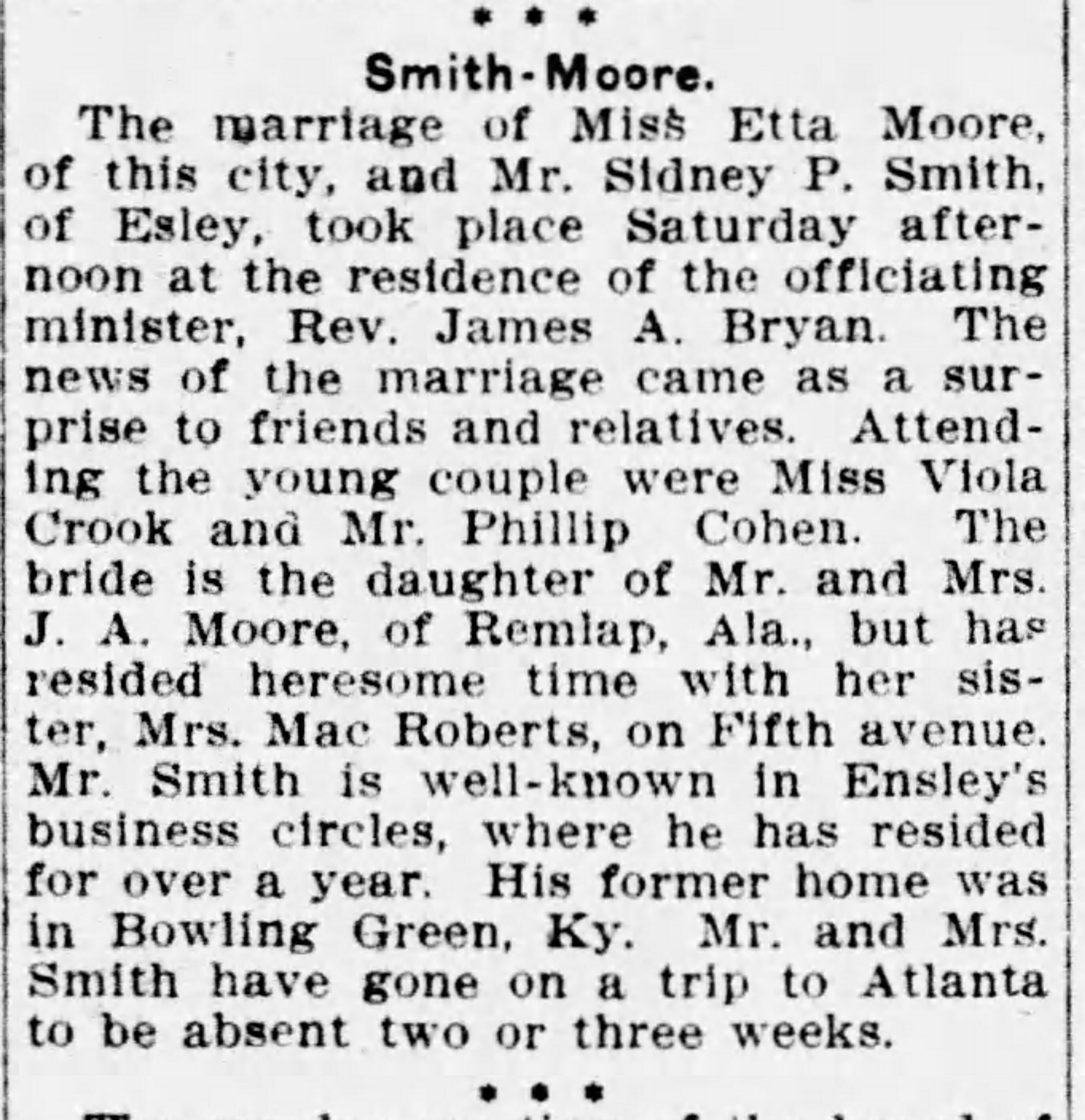 Etta Moore-Sidney P. Smith